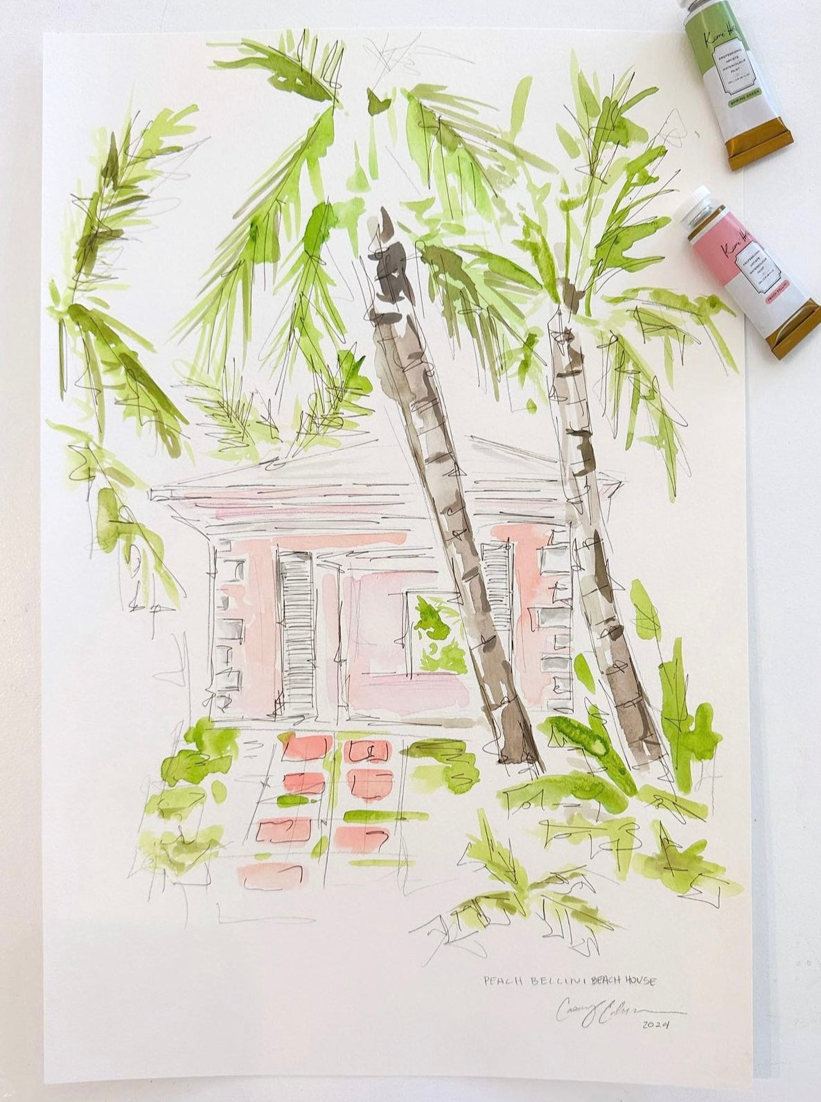 Peach Bellini Beach House 12”x18”